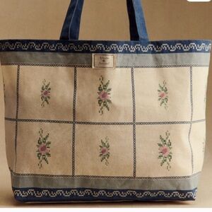 Sezane Blue and Cream Limited Edition Tote Bag NEW